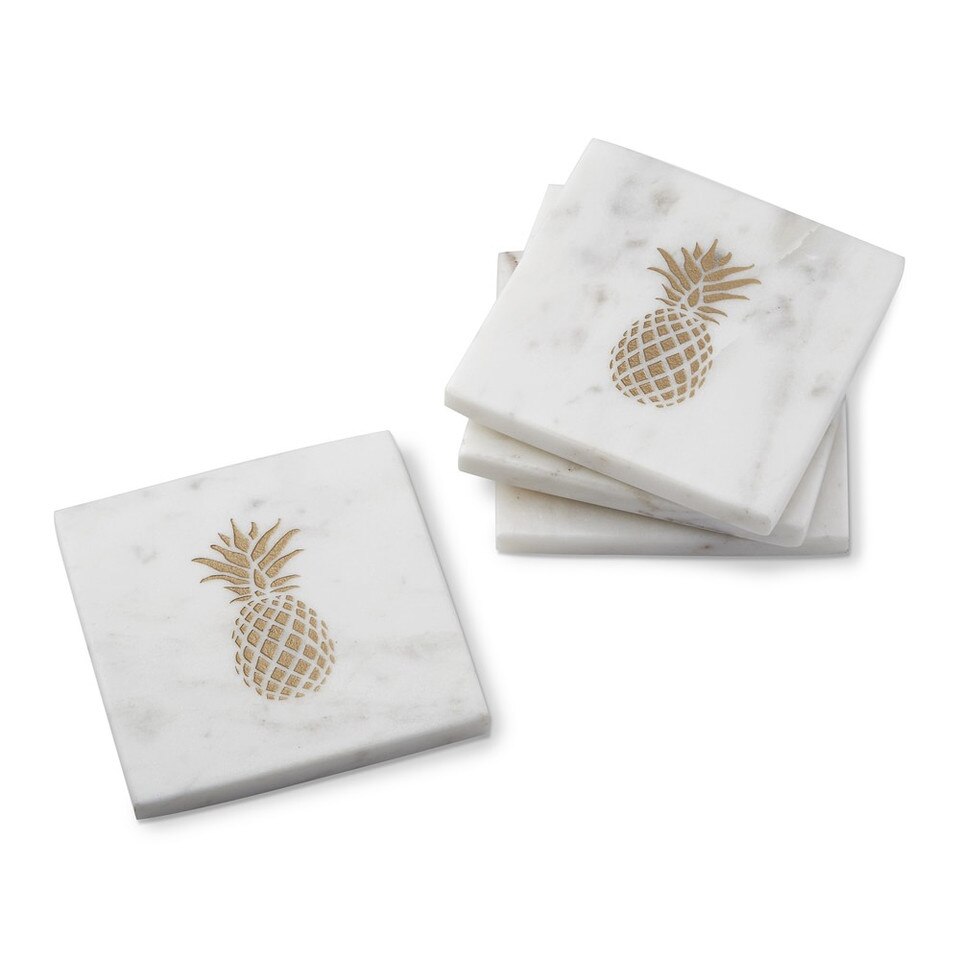 Marble Coasters with Gold Pineapple, Set of 4 Williams Sonoma Australia